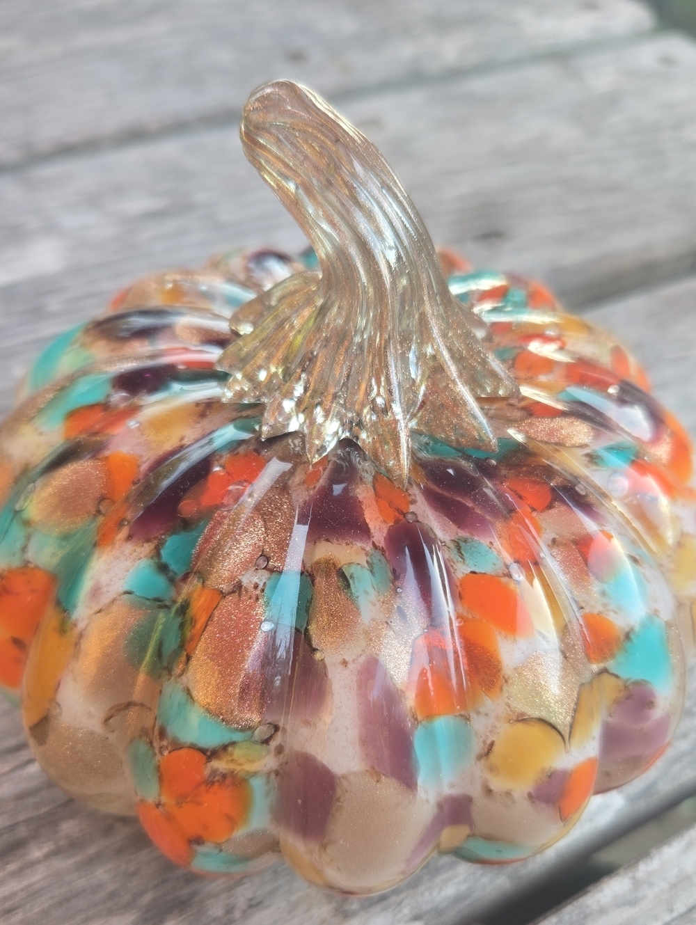 Handblown Art Glass Pumpkin - Fall Decor